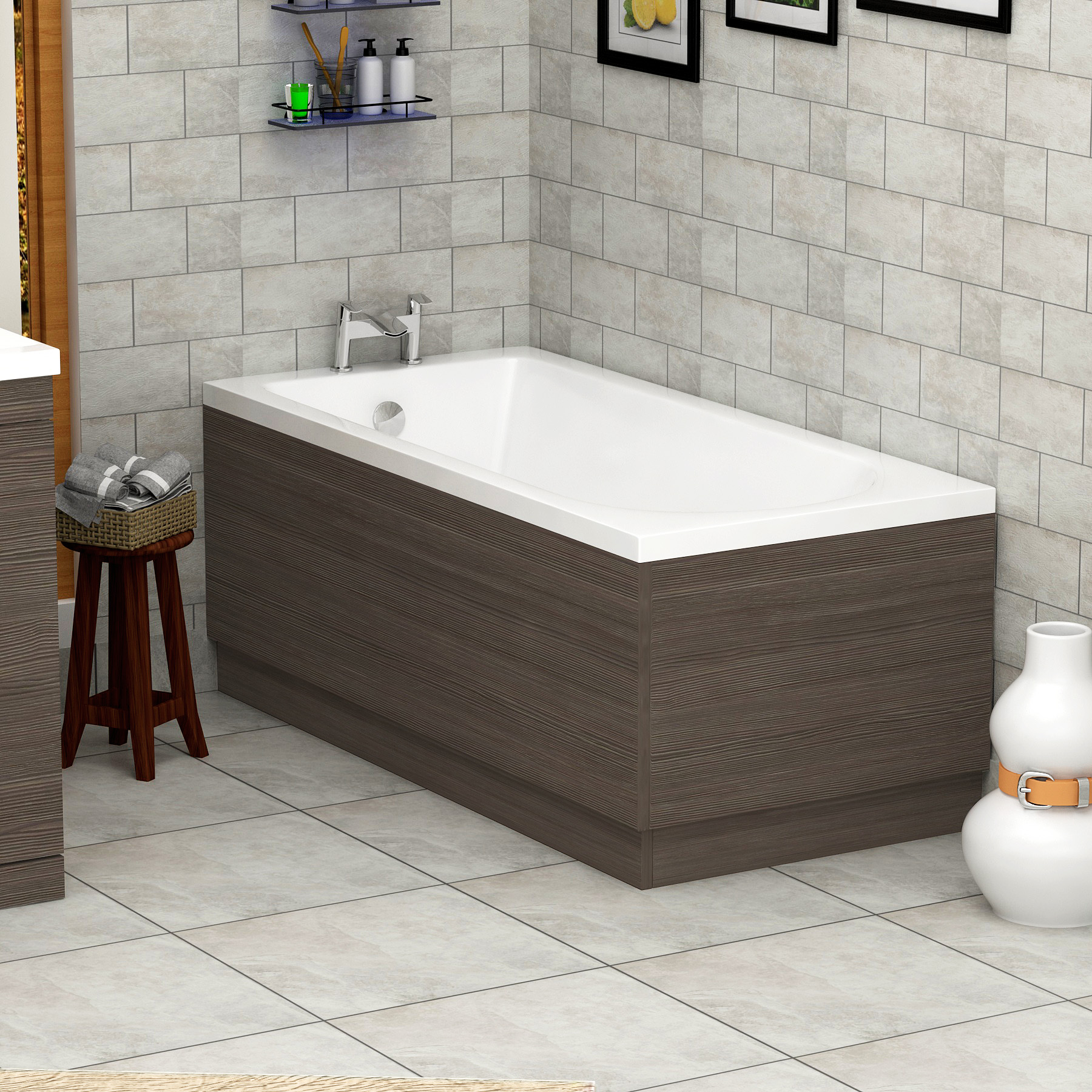 Modern Gloss White Bathroom Adjustable MDF Front and End Bath Panels