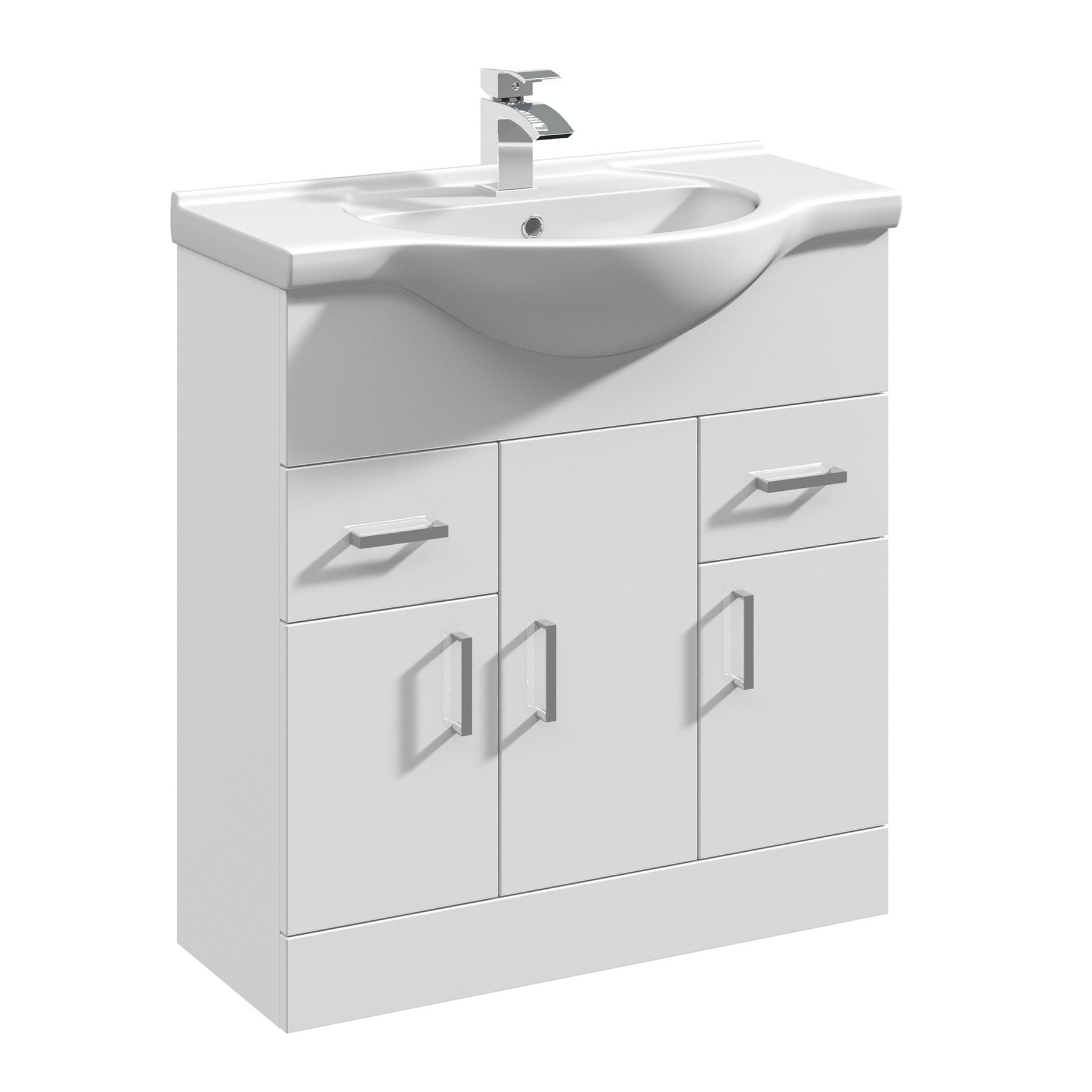 750mm Modern White Bathroom Floor Standing Vanity Unit ...