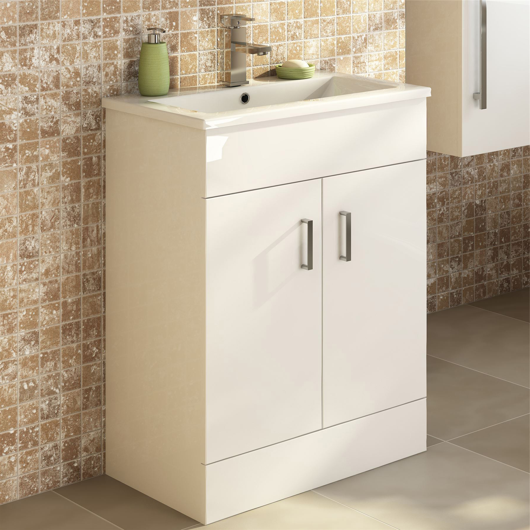 750mm Modern White Bathroom Floor Standing Vanity Unit Cabinet and ...