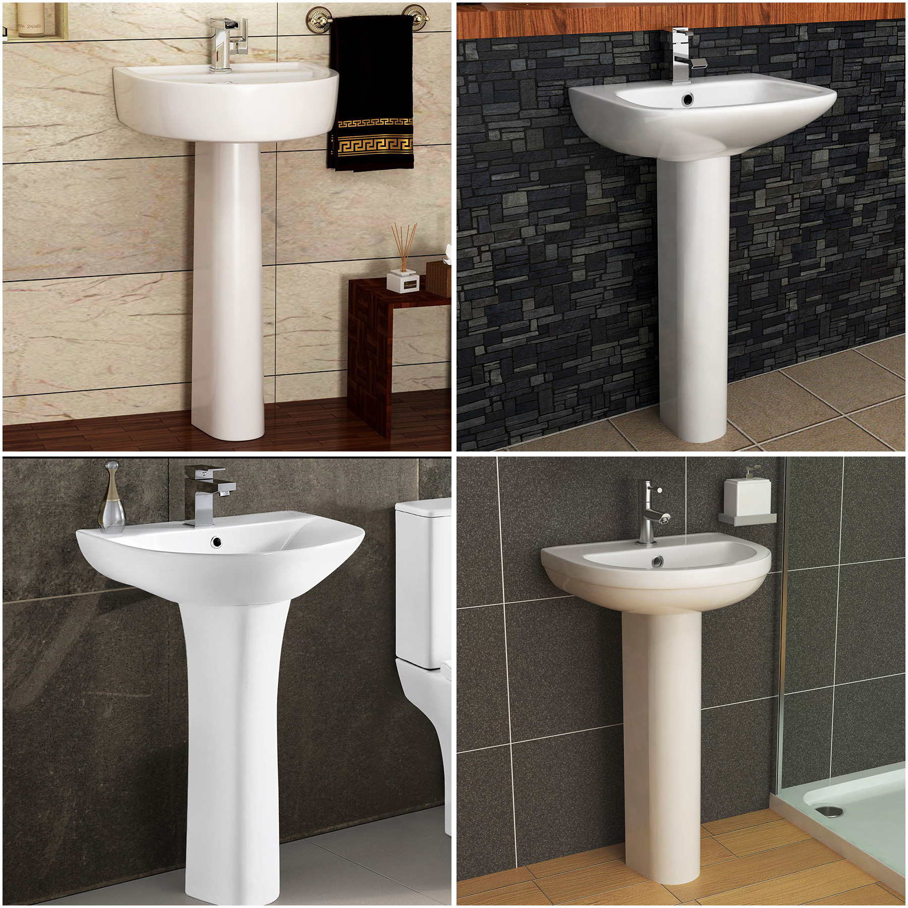 Modern Bathroom Sink Wash Full Pedestal Basin Ceramic Cloakroom