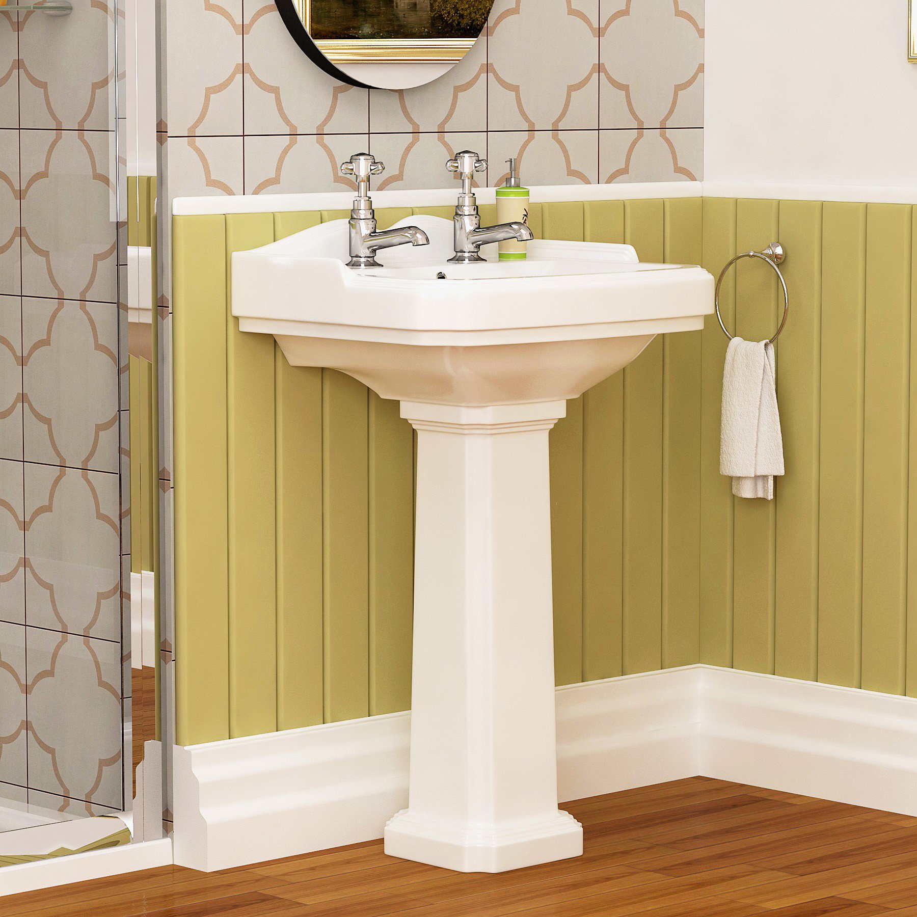 Details About Traditional Victorian Style Legend White Ceramic Bathroom Full Pedestal Basin