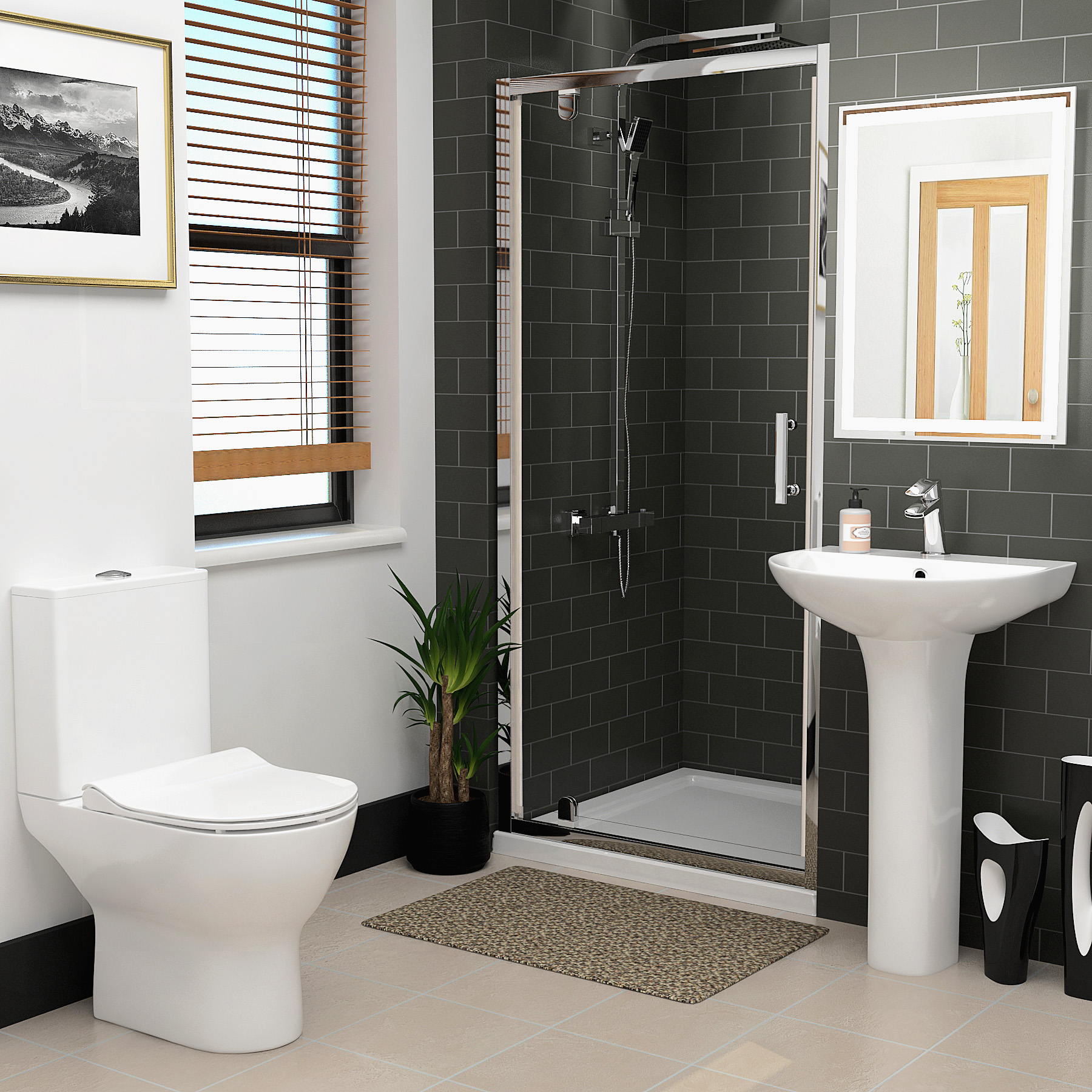 Bathroom Close Coupled Toilet Pedestal Basin Sink Set Cloakroom