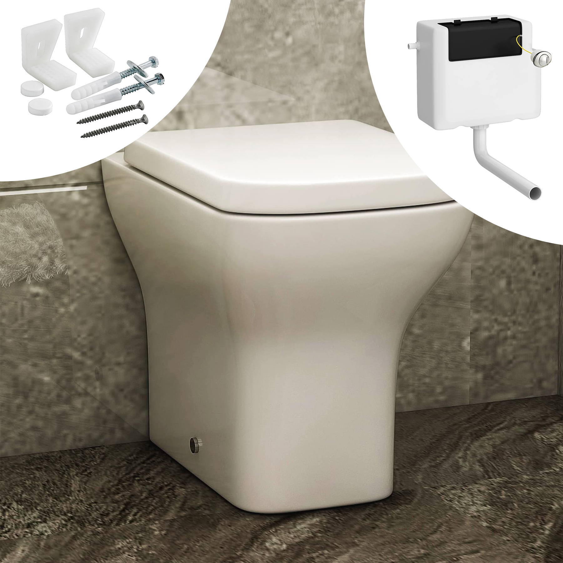 Qubix BTW Toilet Back to Wall Ceramic Pan + Soft Close Seat & Concealed Cistern eBay